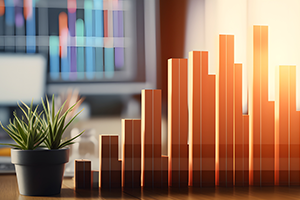 photo with graphic representation of spending trends