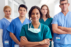 photo of healthcare workers wearing scrubs